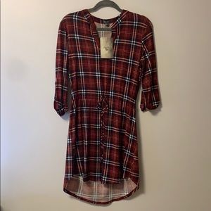 Plaid Dress With Waist-Tie